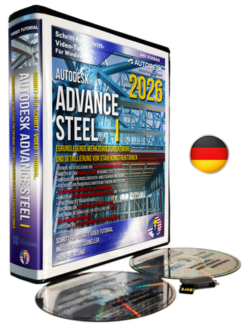 Autodesk Advance Steel 2026 DVD with German flag icon